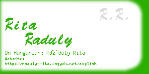 rita raduly business card